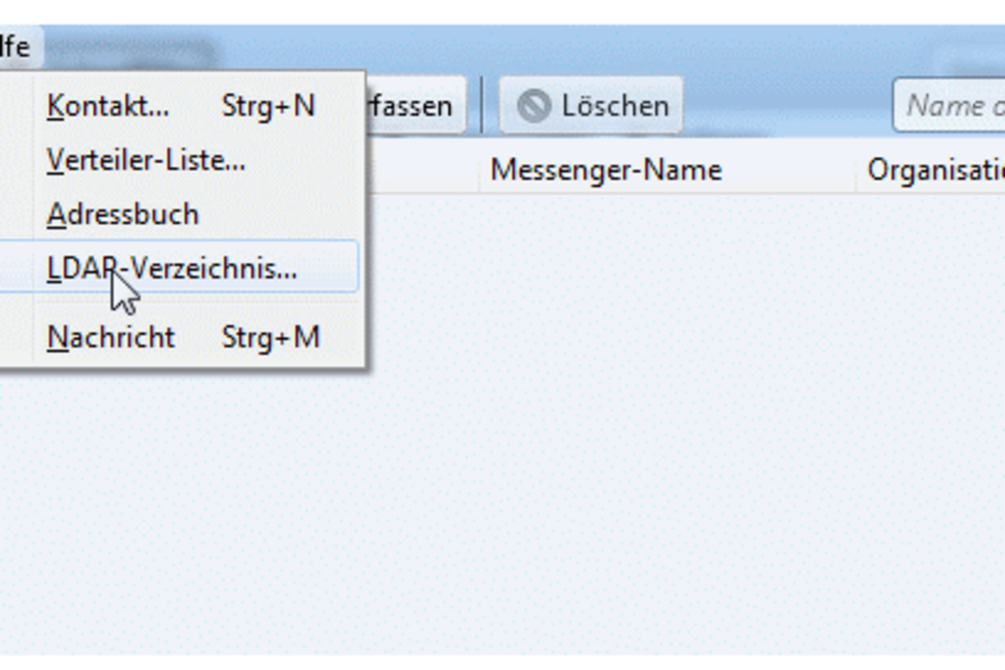 Screenshot: LDAP directory