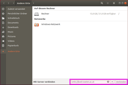 Screenshot 2 ubuntu Screenshot 2 ubuntu: Selection of "connect to server"