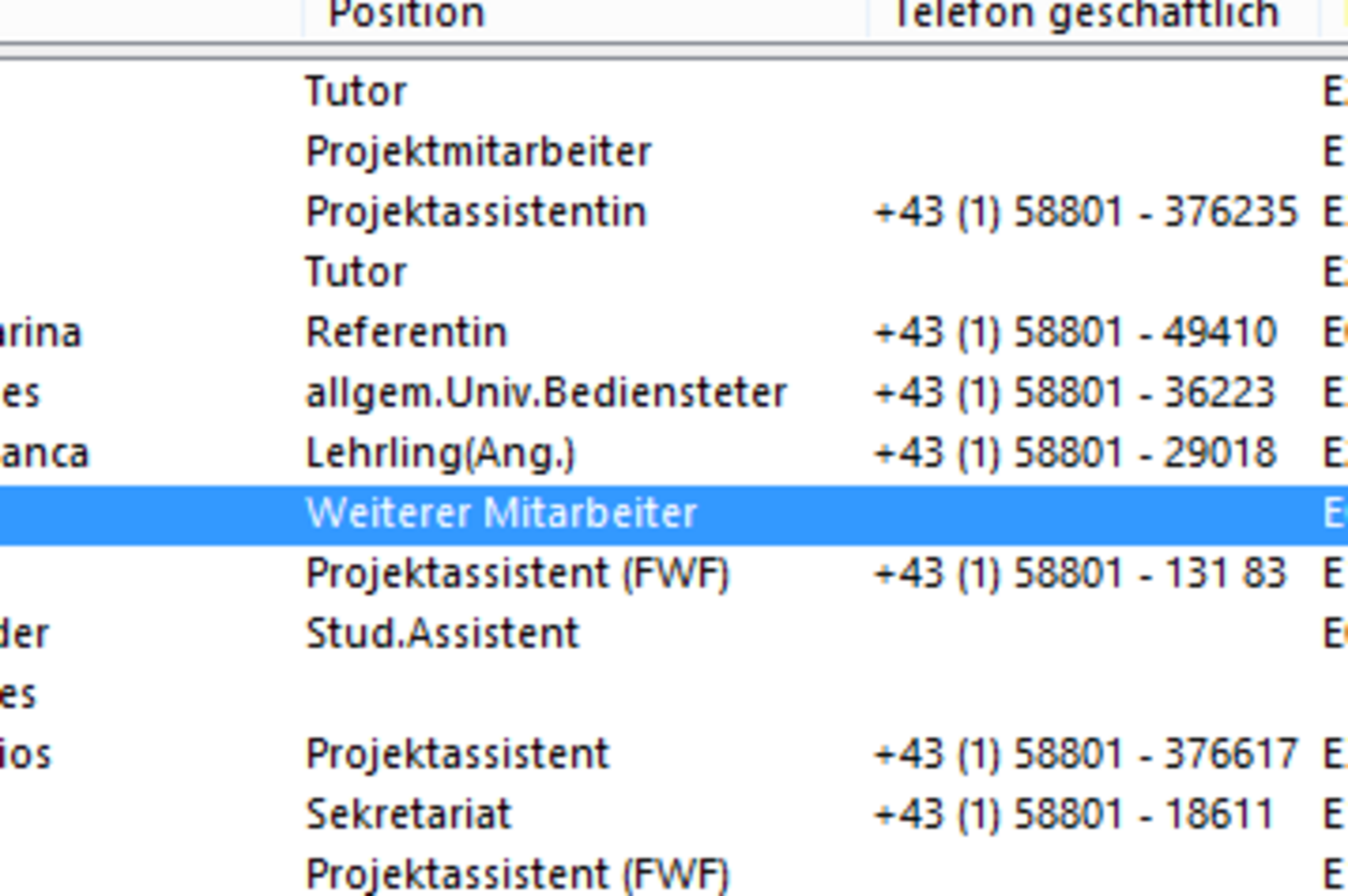 Screenshot: In the address book, select the person to whom the forwarding should take place