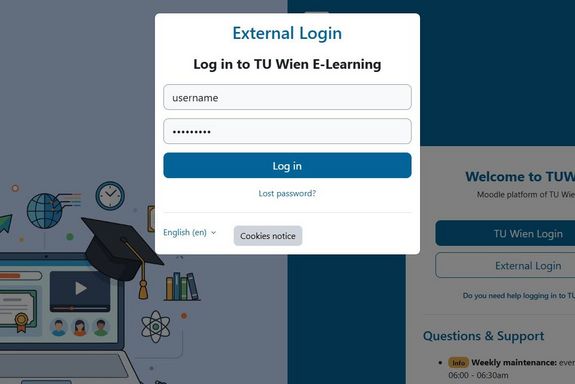 External login in TUWEL enter credentials