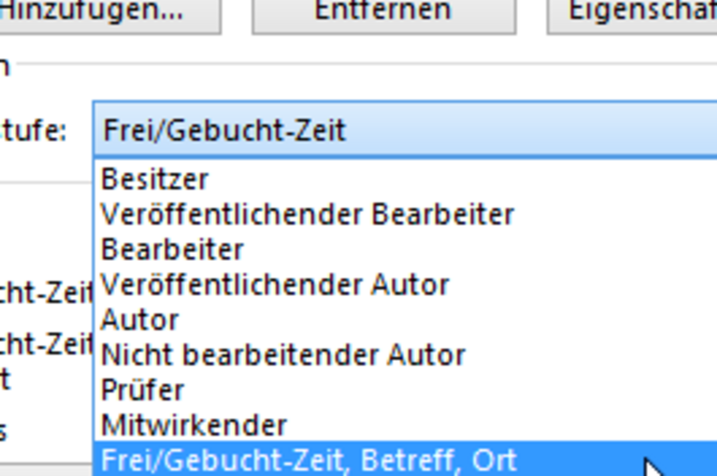 Screenshot: Defining the authorization level