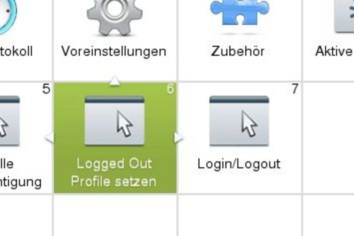 Telefonansicht Anleitungen Screenshot: Logged Out Profil setzen