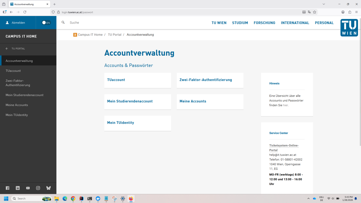 Screenshot Accountverwaltung