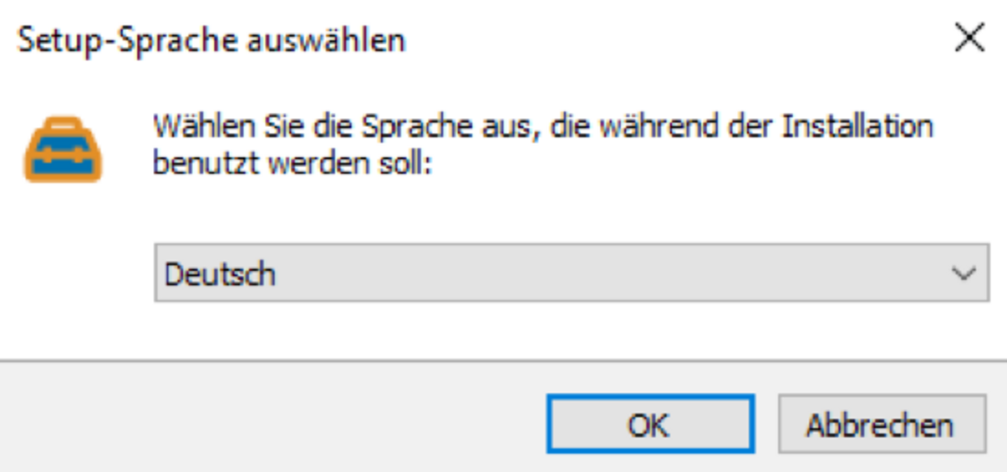 Screenshot zum im Text angeführten Anleitungsschritt "Installationssprache auswählen"