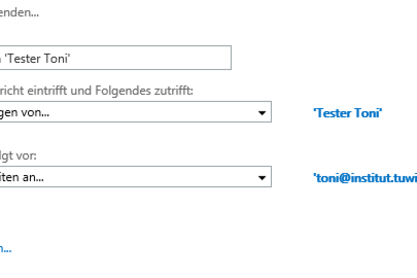Screenshot: Speichern der neuen Regel