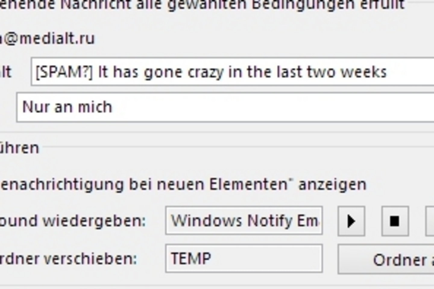 Screenshot: Advanced options