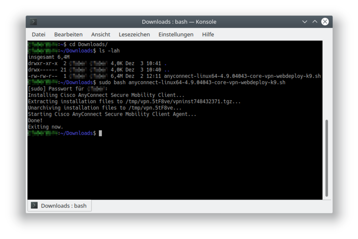 Screenshot Install AnyConnect