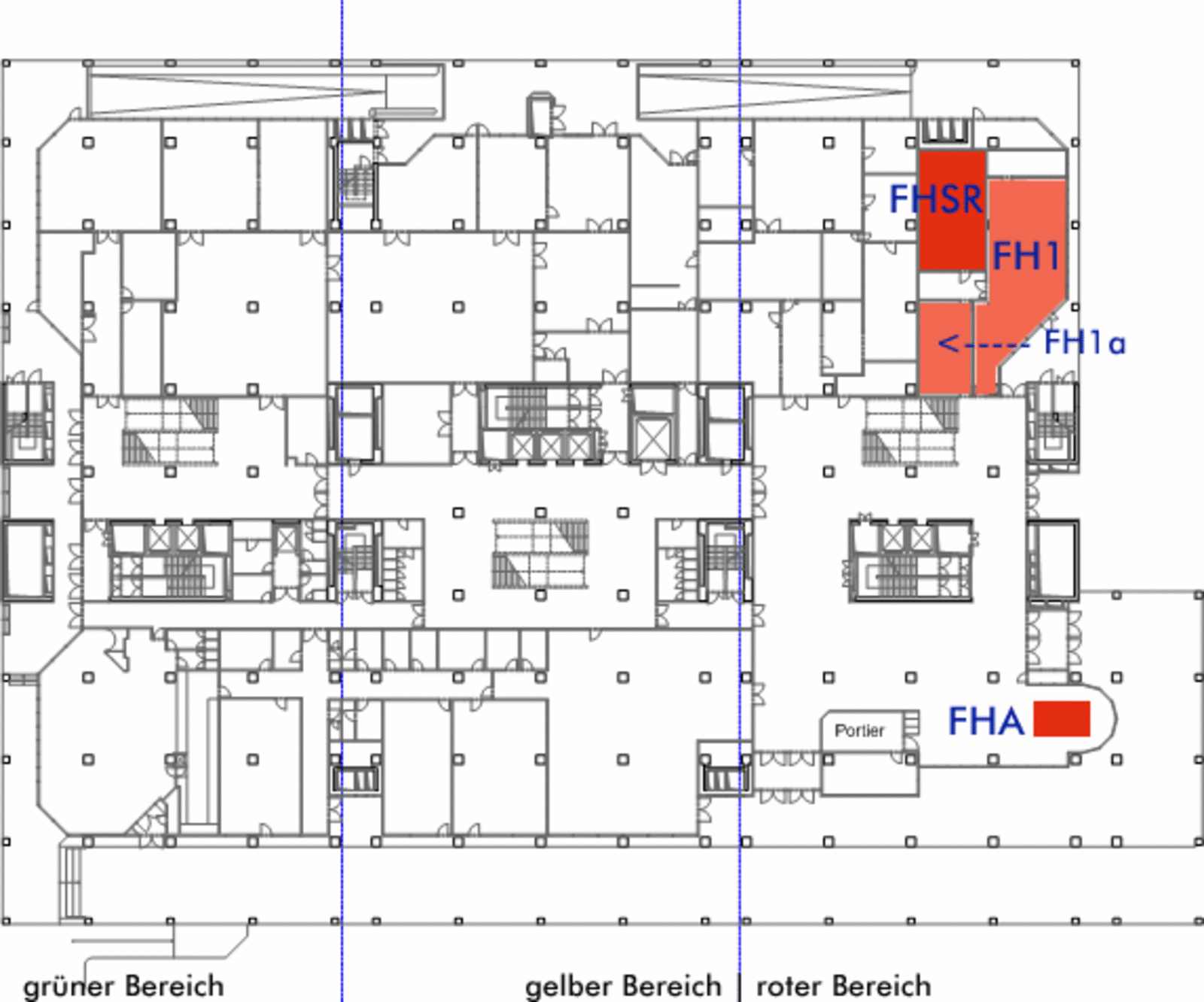 Lageplan des Internet-Raums FH1 im EG Freihaus