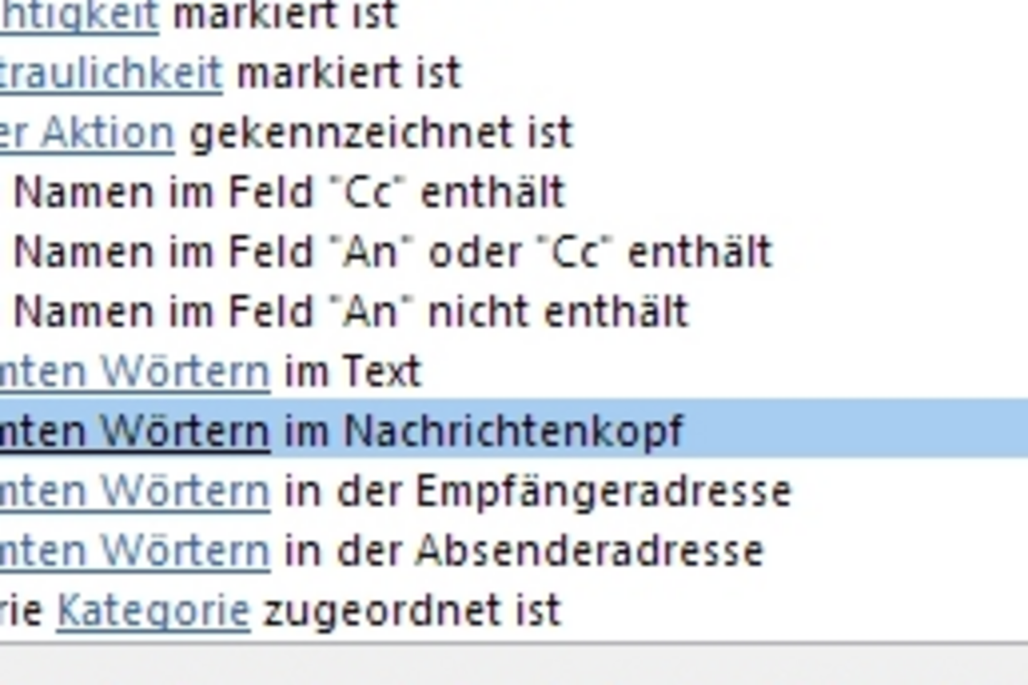 Screenshot: Regel-Assistent