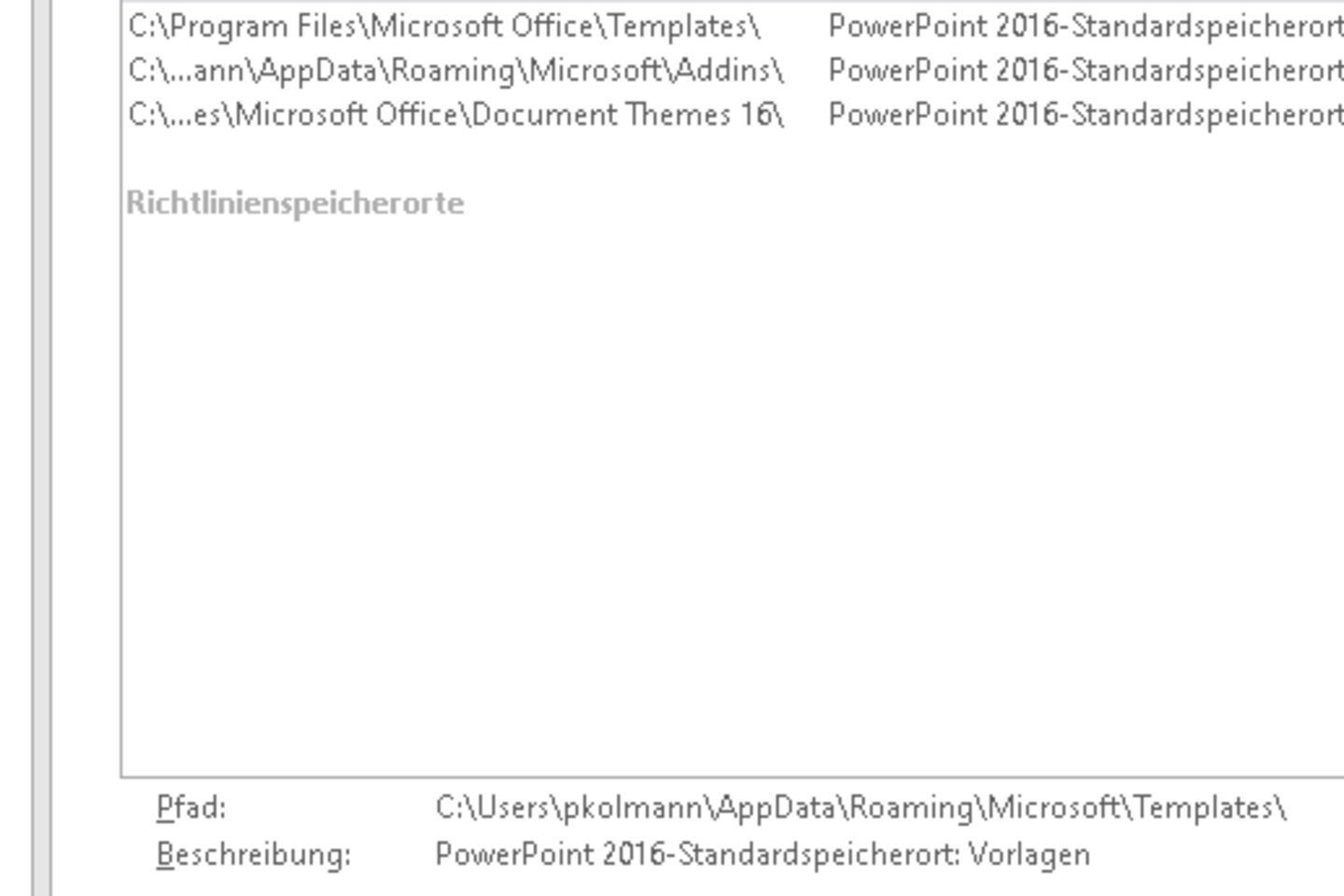 Screenshot MS PowerPoint: Add new location Screenshot MS PowerPoint: Add new location