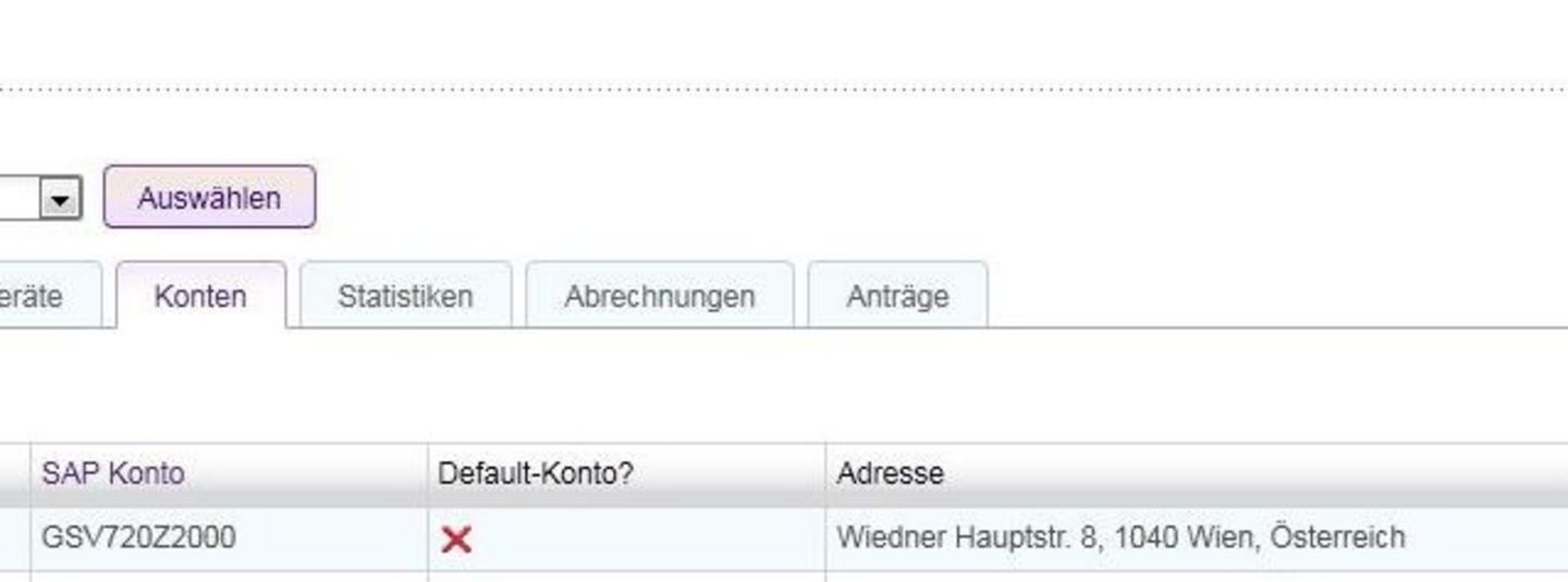 Screenshot charge accounts Screen: Instructions