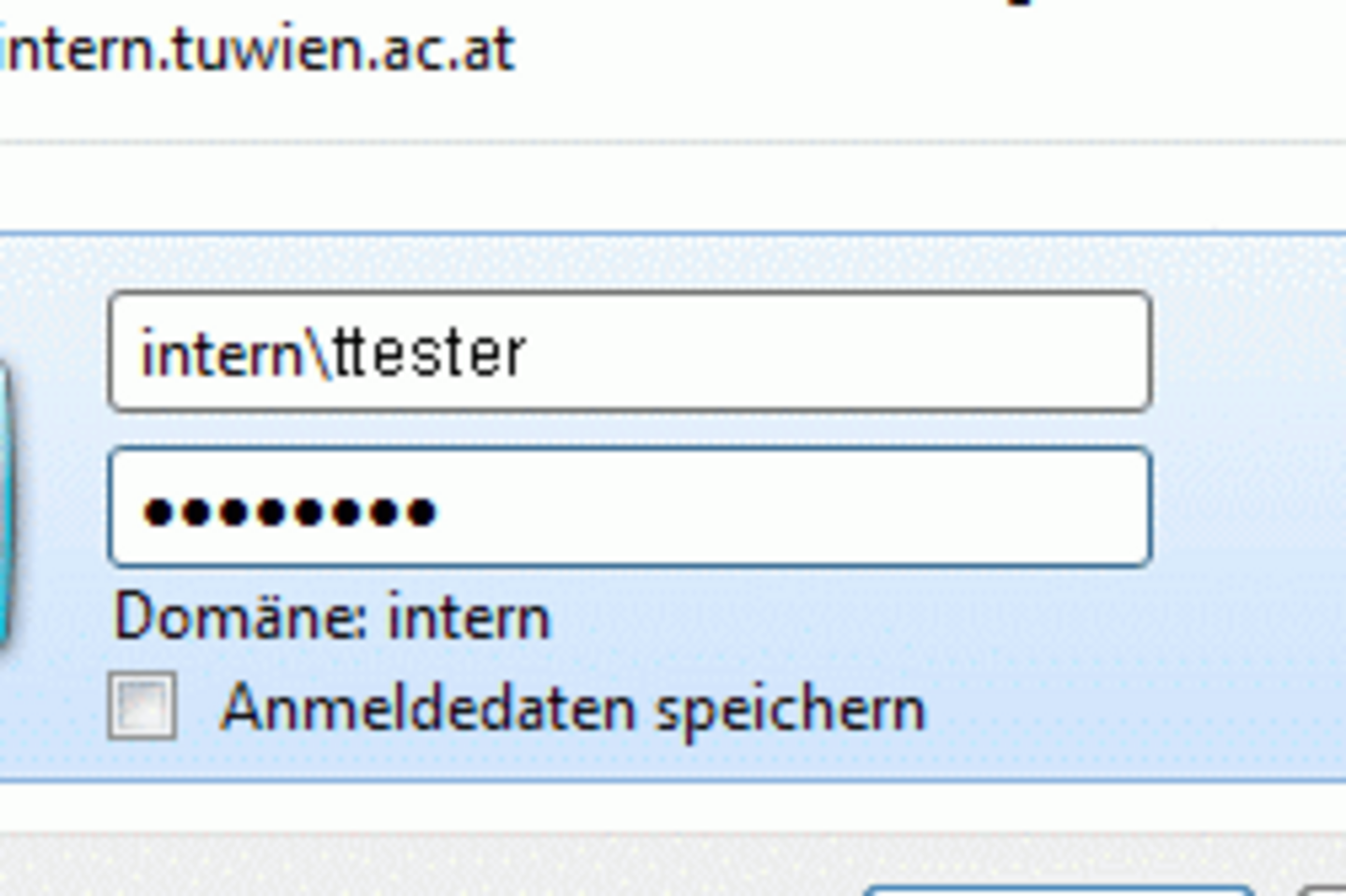 Screenshot Windows7: Enter network password Screenshot Windows7: Enter network password