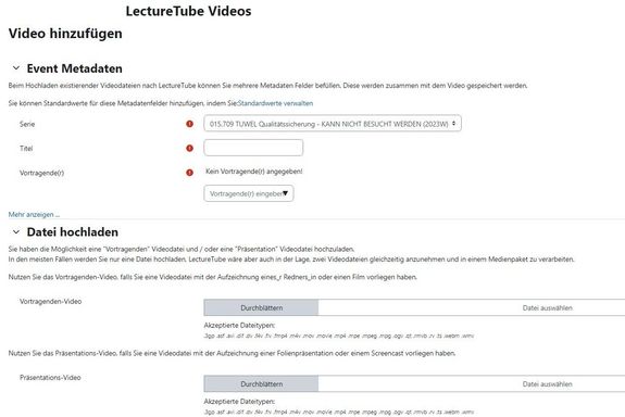 LectureTube Upload in TUWEL