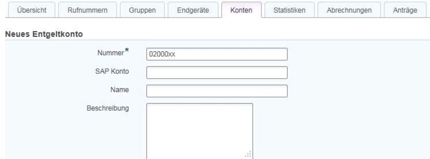 Screenshot New account Screen: Instructions