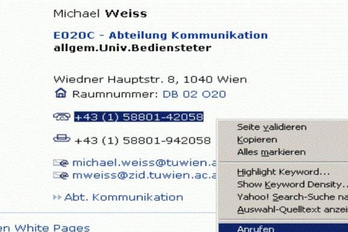 Screenshot: Click to Call