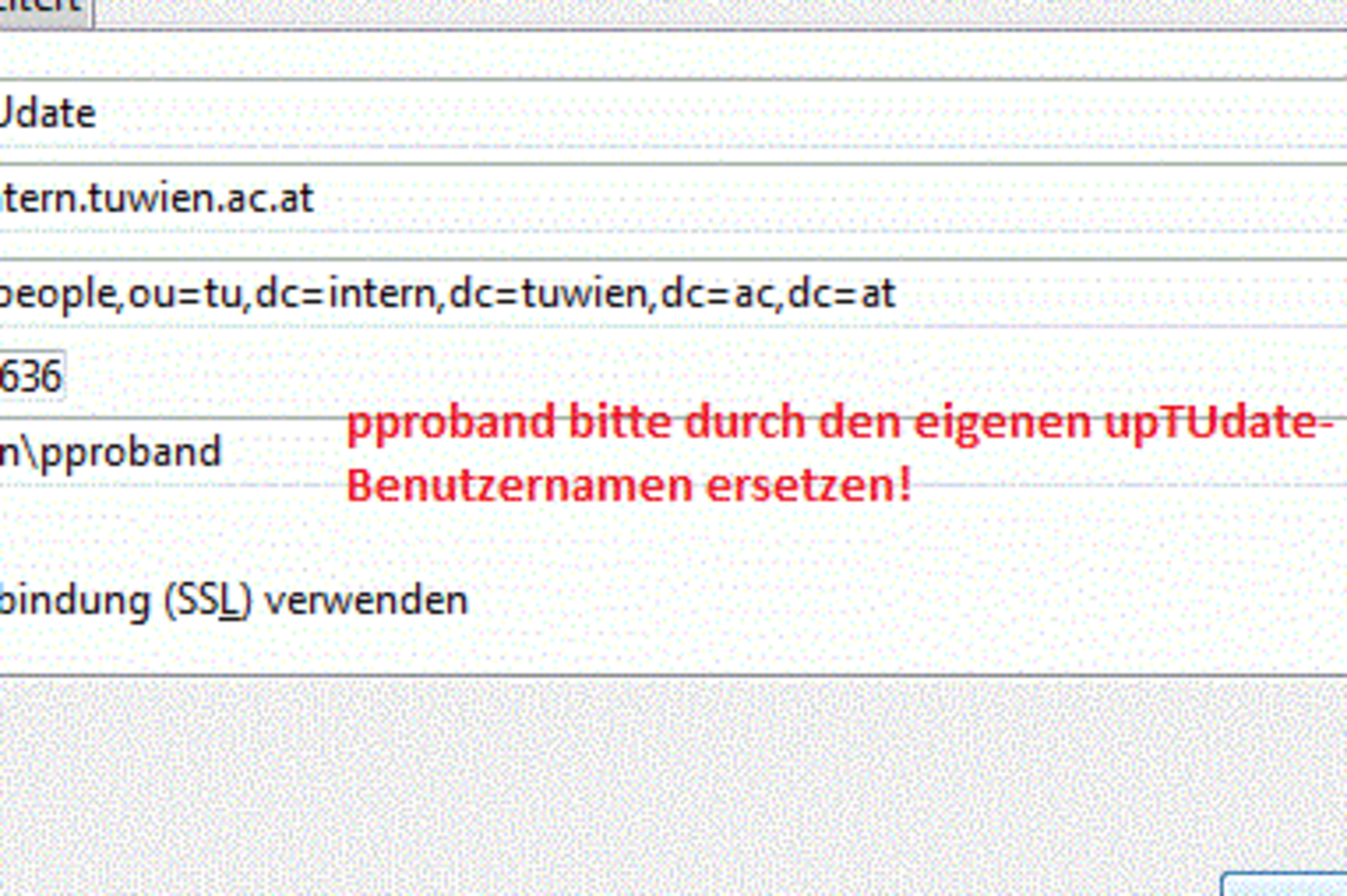 Configuration settings for LDAP address book