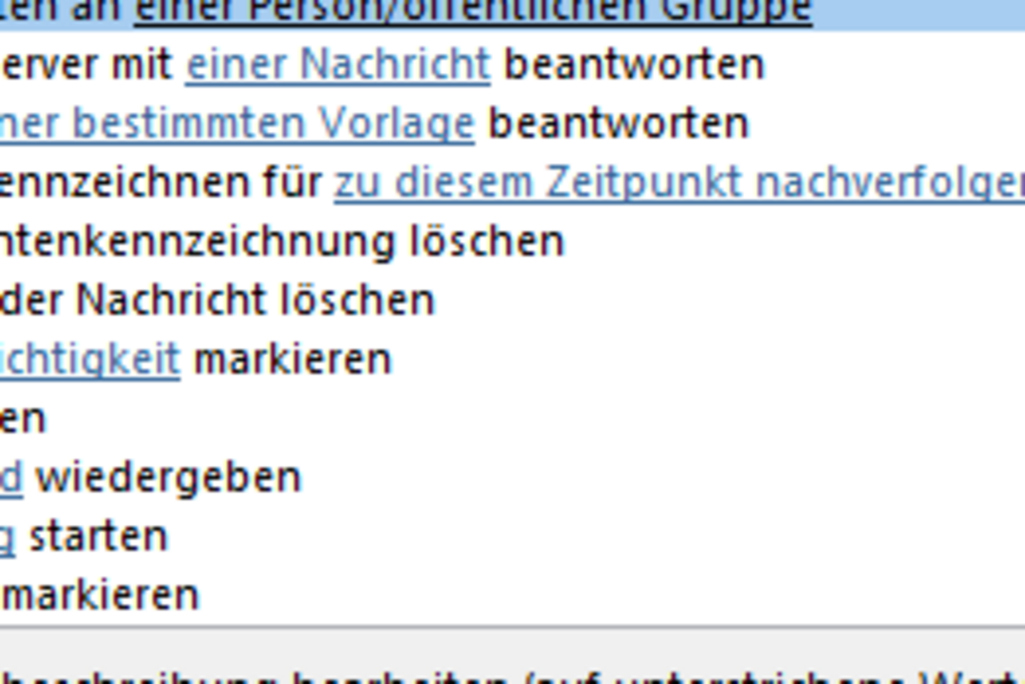 Screenshot: Select what to do with the messages