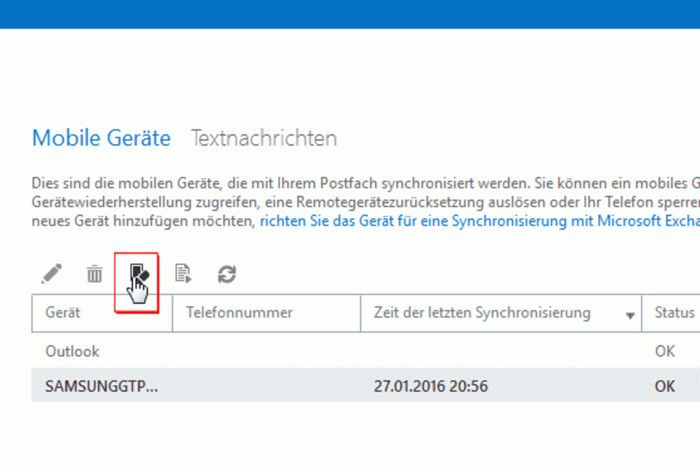 Screenshot: Reset device