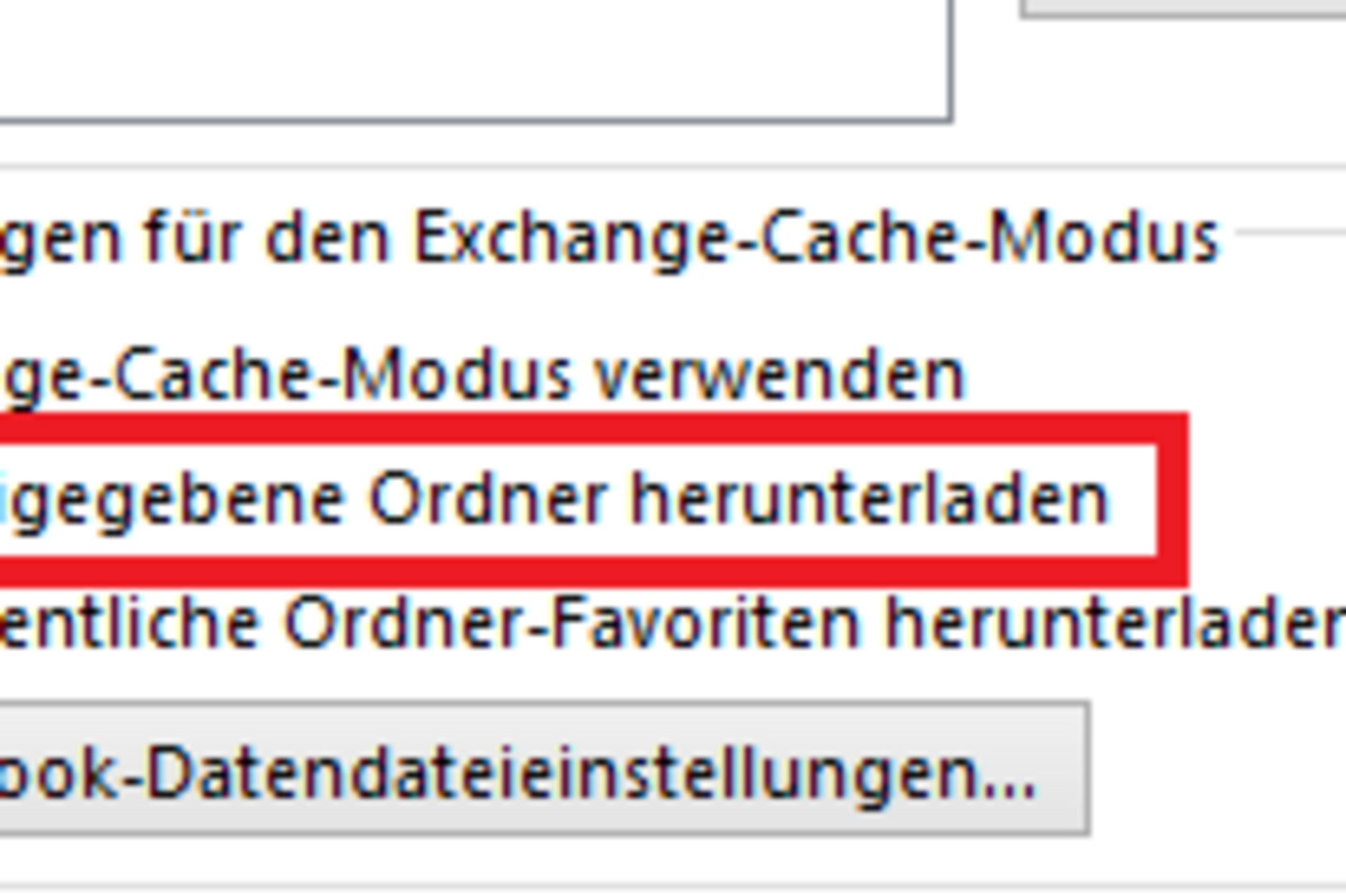 Screenshot: Download shared folders