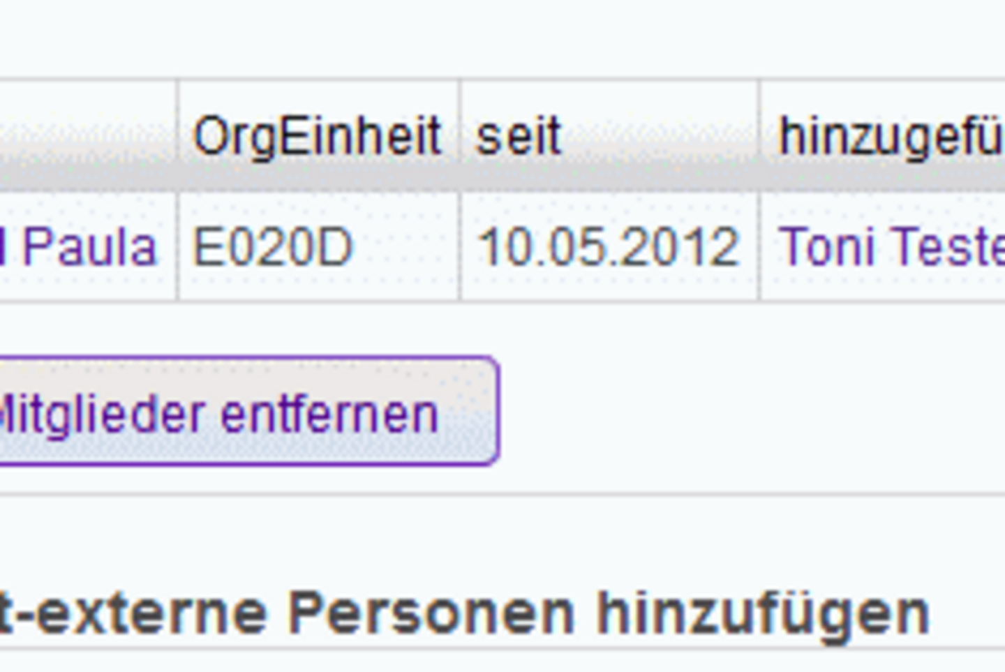Screenshot: Hinzufügen von Personen