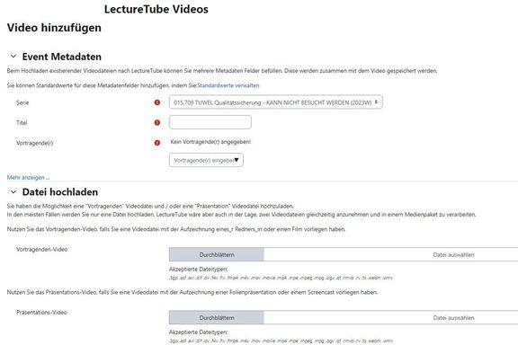 LectureTube Upload in TUWEL