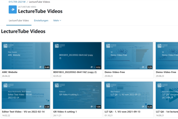 LectureTube LVA Aufnahme-Serie in TUWEL