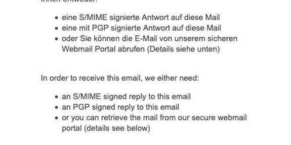 Registrierung zum Erhalt sicherer Nachrichten