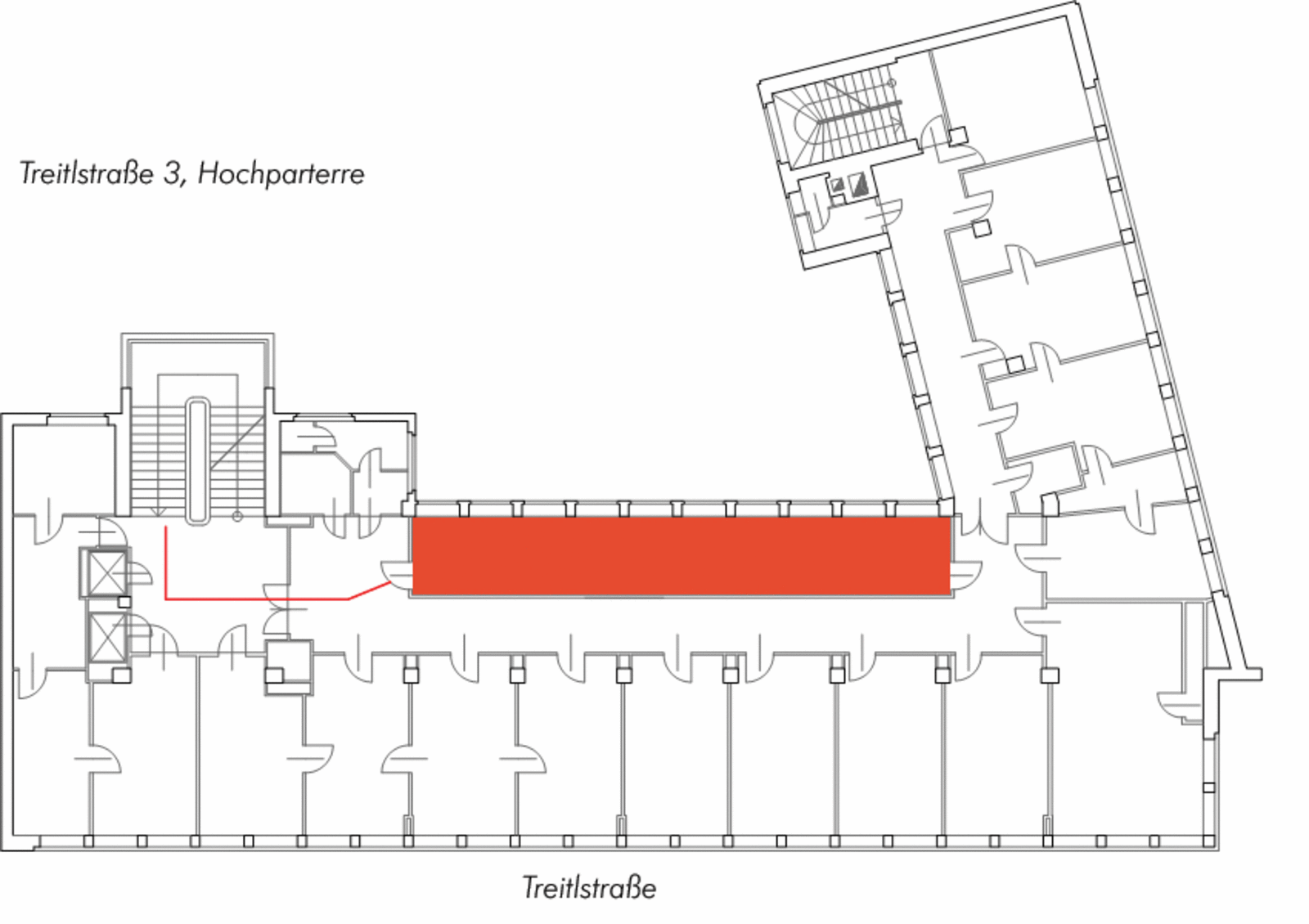 Abbildung TR Lageplan Internet-Raum TR in der Treitlstrasse 3, Hochparterre