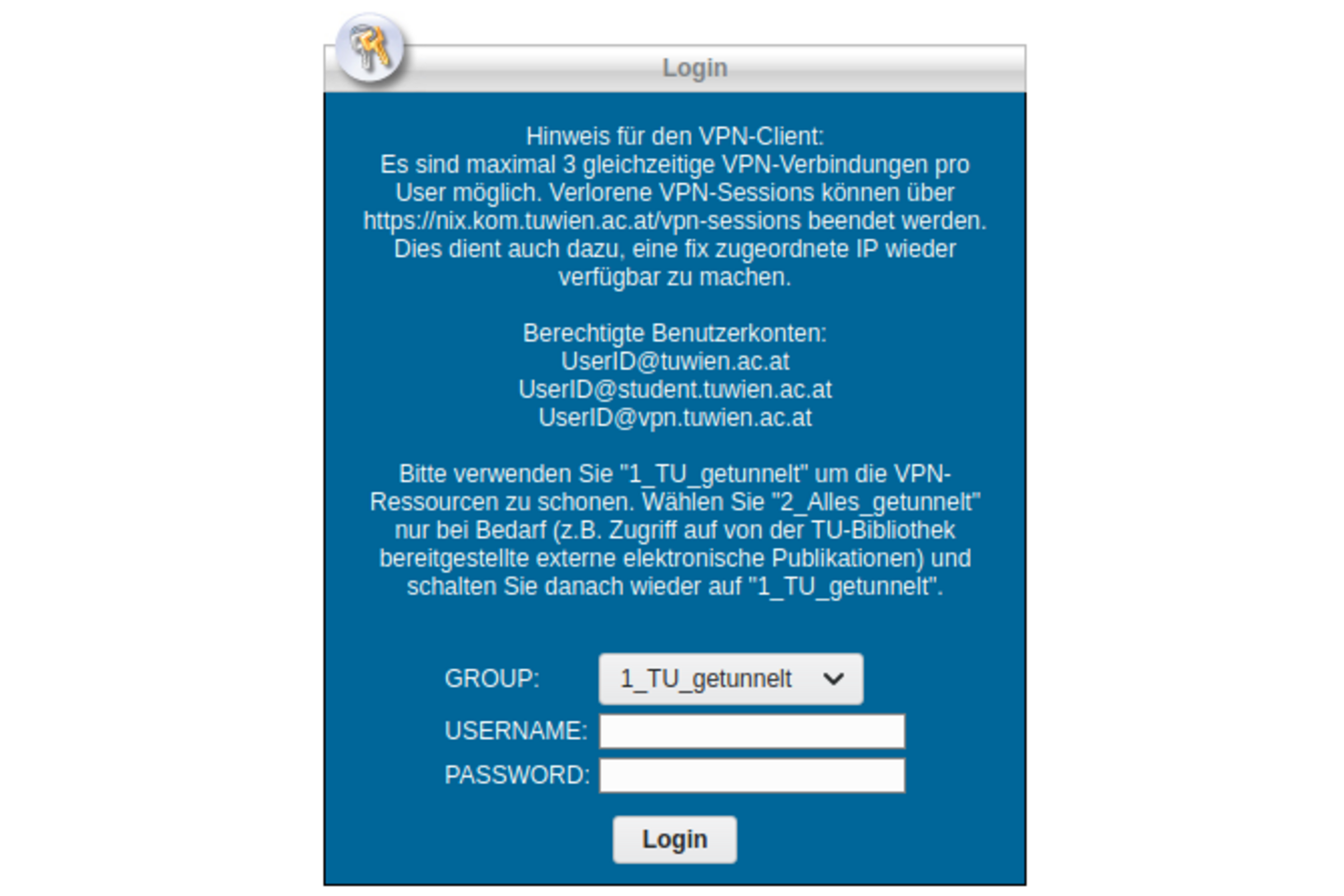Screenshot login Cisco AnyConnect