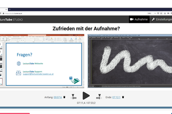 Preview of a recording with LectureTube Studio