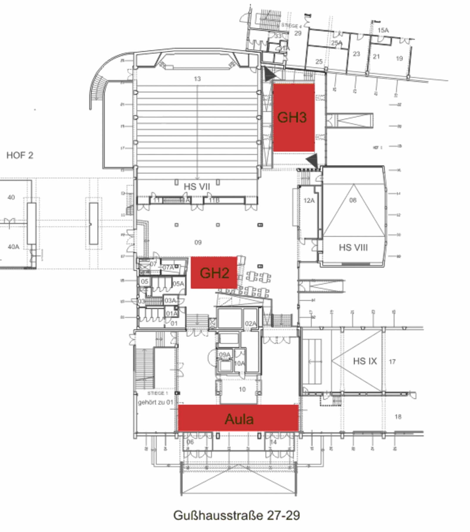 Lageplan GH2 im EG Gußhaus