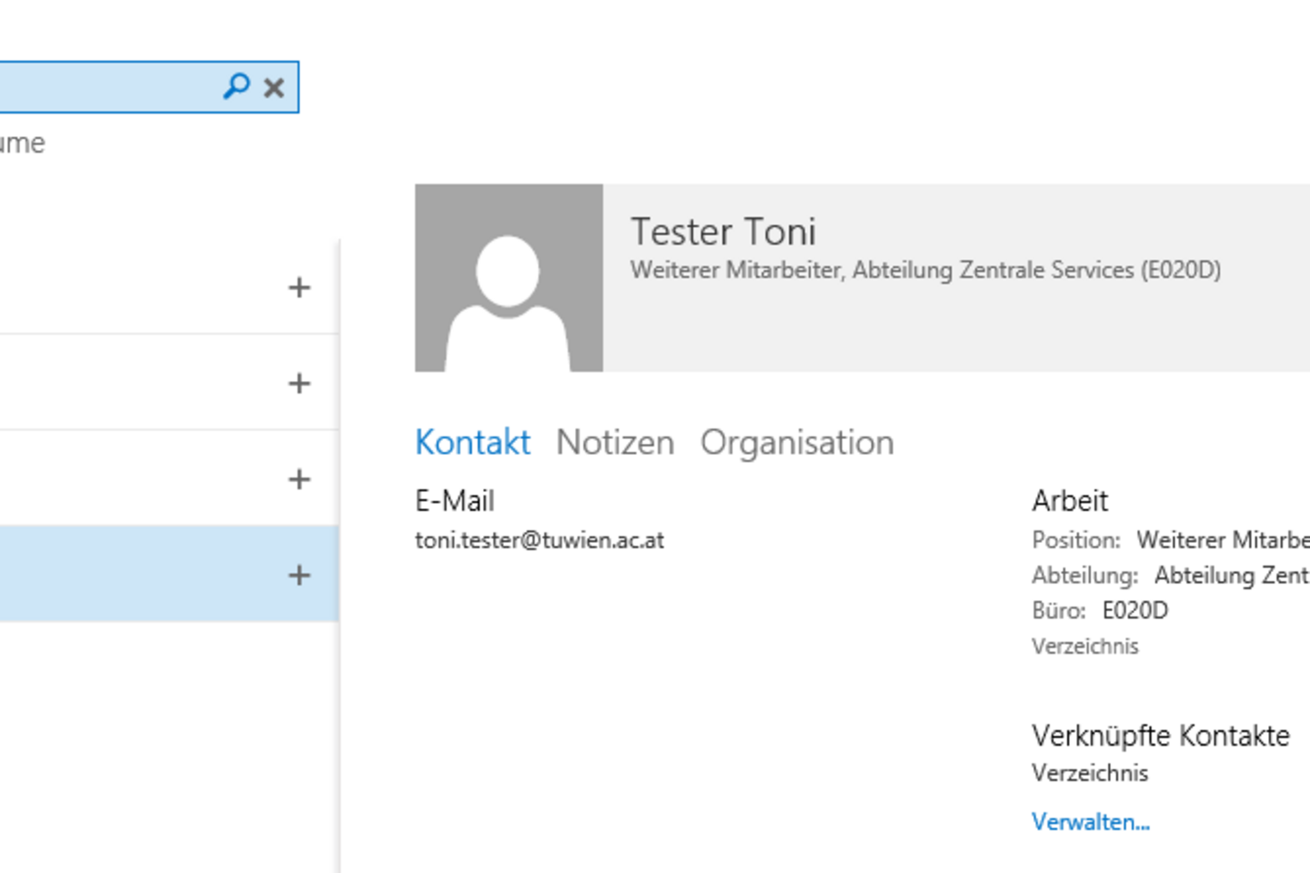 Screenshot: Select name
