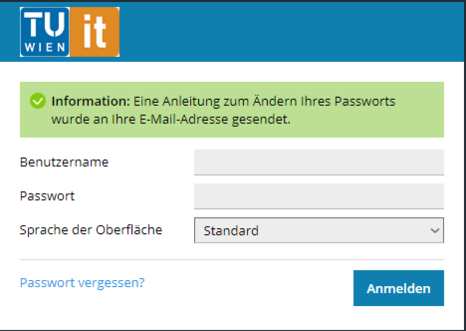 TUwebsiteHosting Anleitung Passwortänderung