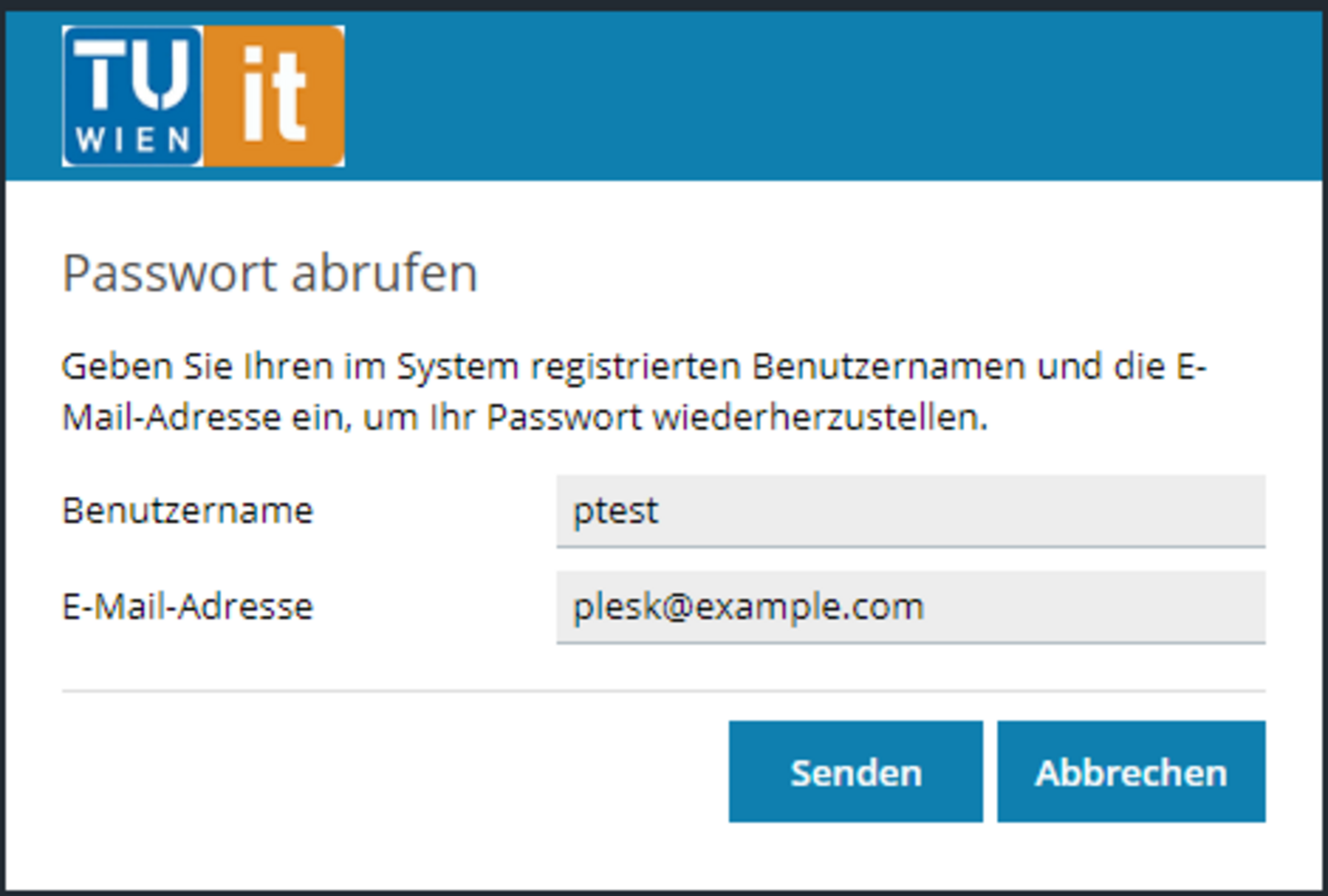 TUwebsiteHosting Passwort Abrufen