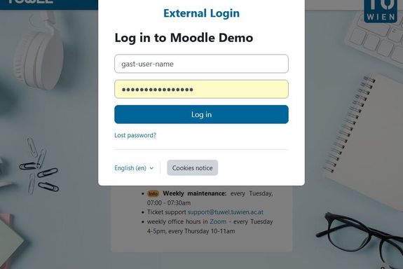 External login in TUWEL enter credentials
