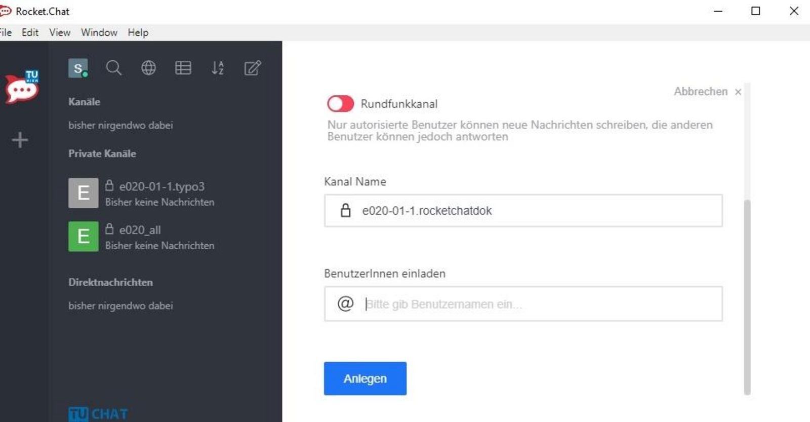 Screen: Channel designation
