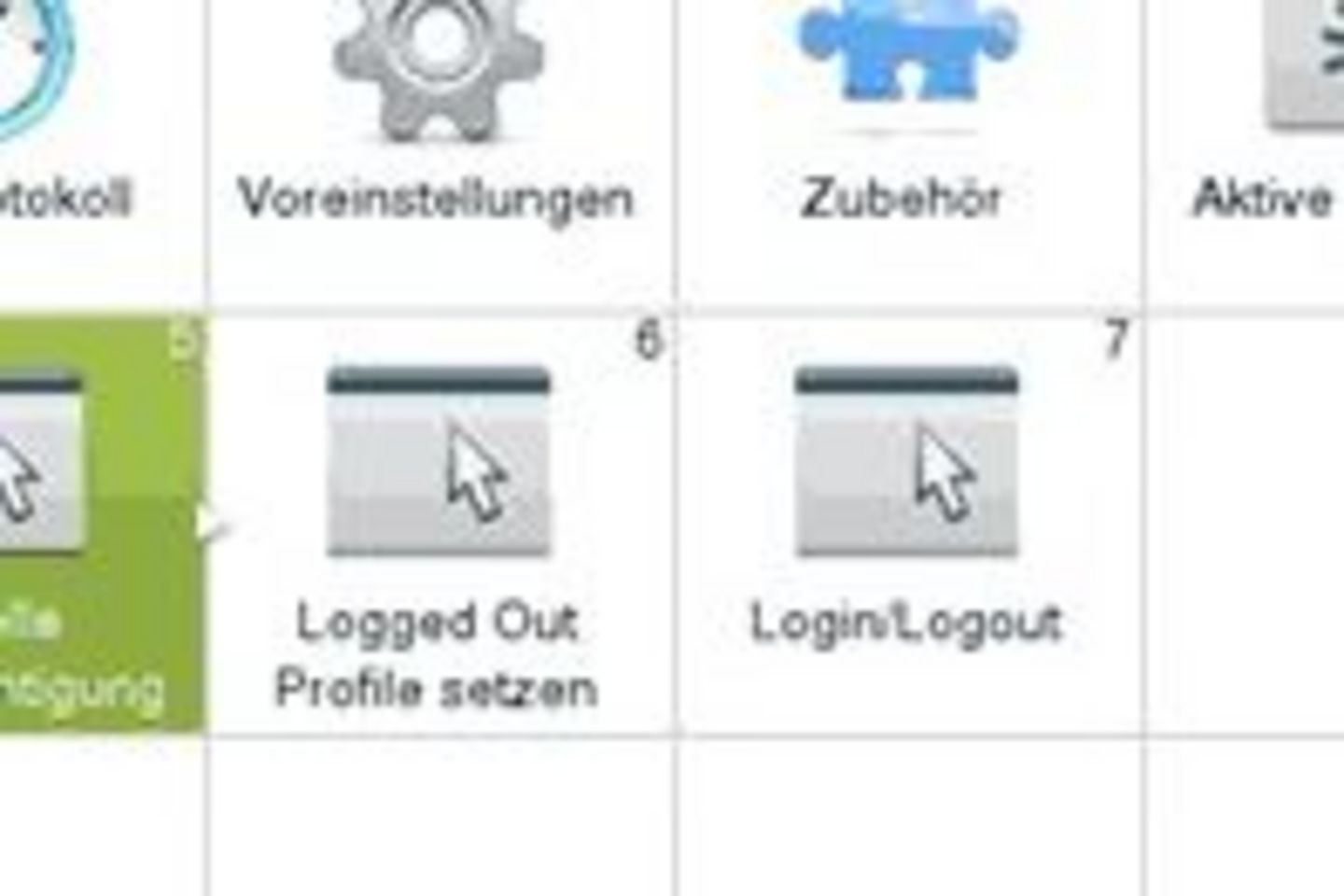 Telefonansicht Anwendungen Screenshot: Aktuelle Rufberechtigung auswählen