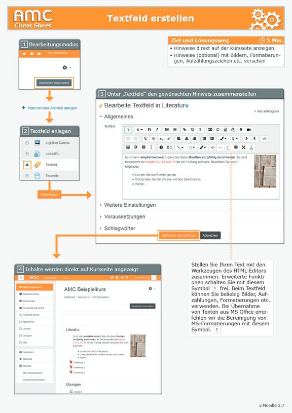 Exemplarische Schnellanleitung für TUWEL Cheat Sheet)